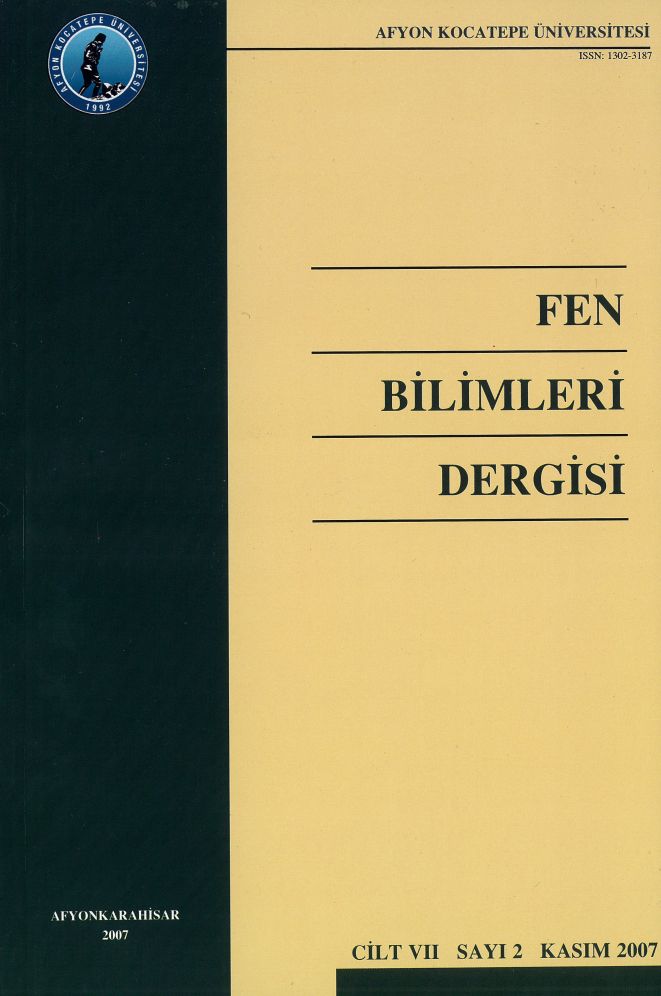 AFYON KOCATEPE ÜNİVERSİTESİ FEN BİLİMLERİ DERGİSİ  (CİLT VII)