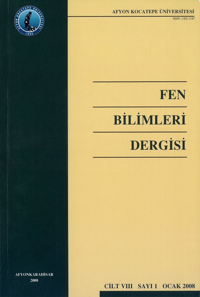 AFYON KOCATEPE ÜNİVERSİTESİ FEN BİLİMLERİ DERGİSİ (CİLT VIII)